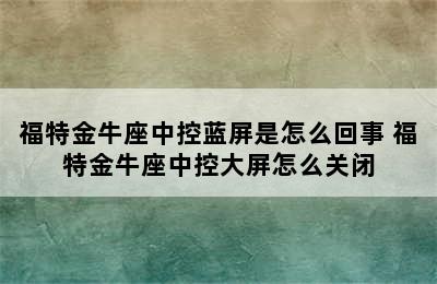 福特金牛座中控蓝屏是怎么回事 福特金牛座中控大屏怎么关闭